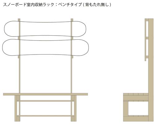 リビングで使う「スノーボードラック」